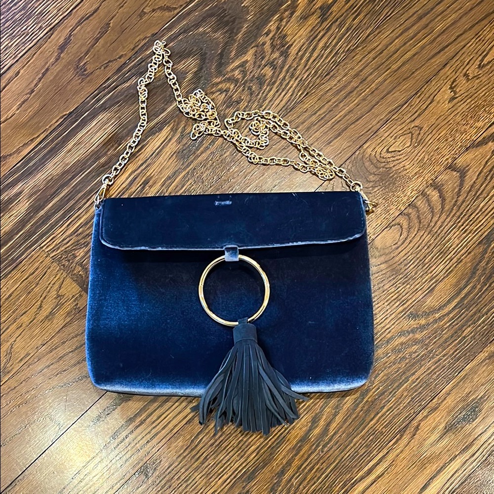 Street Level Black Crossbody Bag with Gold Chain